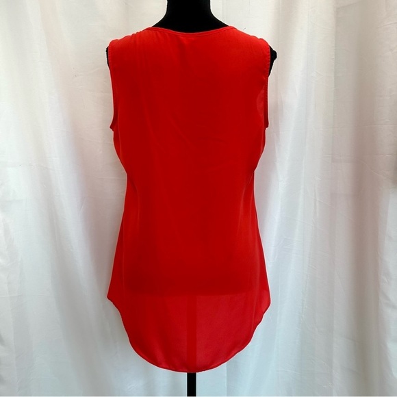 MILANO coral pink orange sleeveless pleated blouse Sz M - Picture 5 of 10